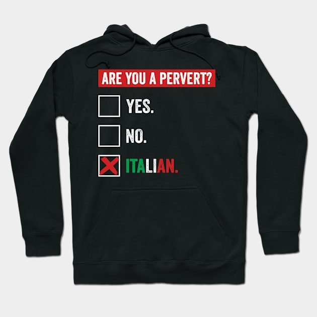 I'm Not Perverted, I'm Just Italian Funny Pervert Check Hoodie by skylervario